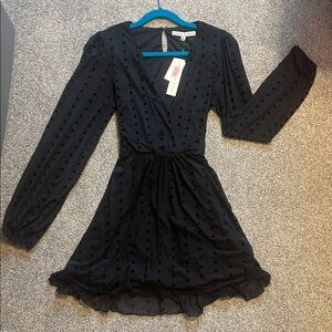 Allison & Kelly sheer long sleeve, polka dot dress.